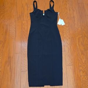 good american denim column midi dress Good American Denim Midi Column Dress Indigo
